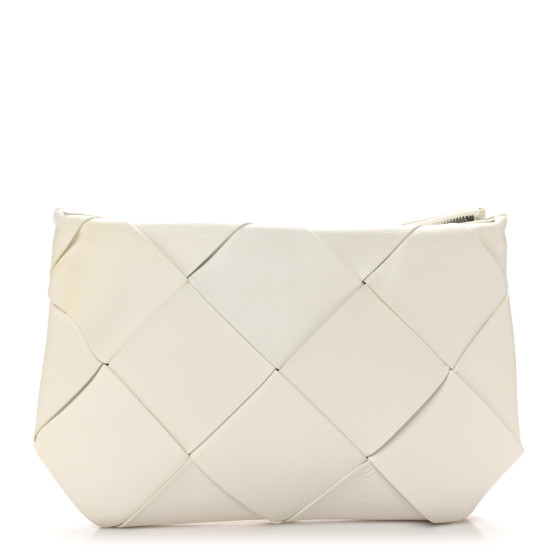Bottega Veneta Nappa Maxi Blown Up Intrecciato Pouch Clutch Optic White