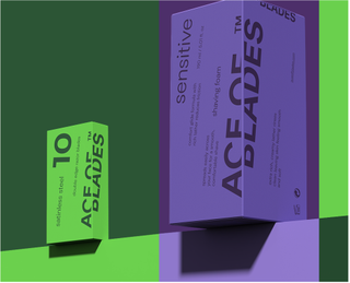 bright green and purple packaging