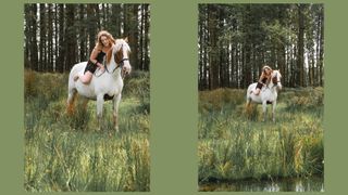 Photo of a girl riding a horse made with Adobe Photoshop generative fill