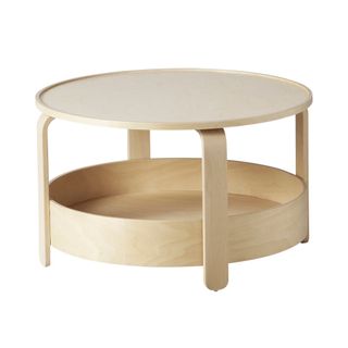 Round light wooden coffee table