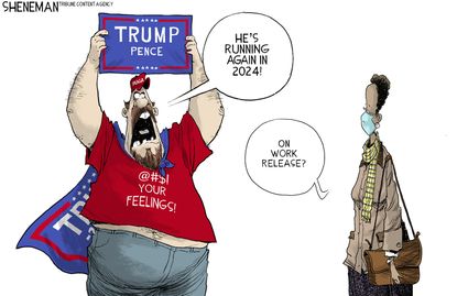Political Cartoon U.S. Trump supporter 2024