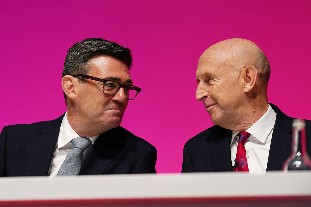 Prime Minister Andy Burnham and Chancellor of the Exchequer John Healey attend day two of the Labour Party Conference at Liverpool Experience Campus on September 28, 2026 in Liverpool, England.