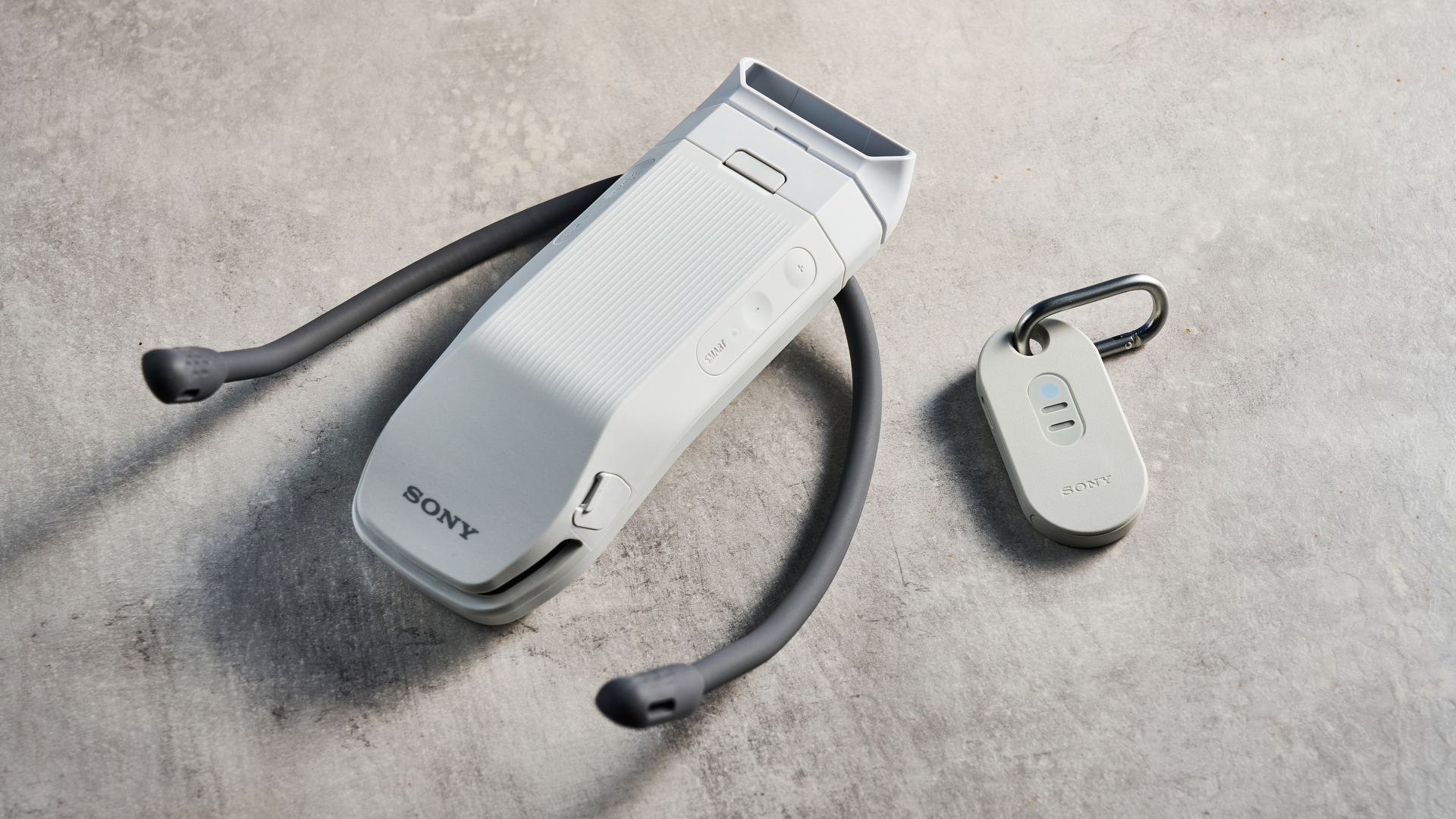 Sony Reon Pocket Pro Plus and sensor photographed on a gray background