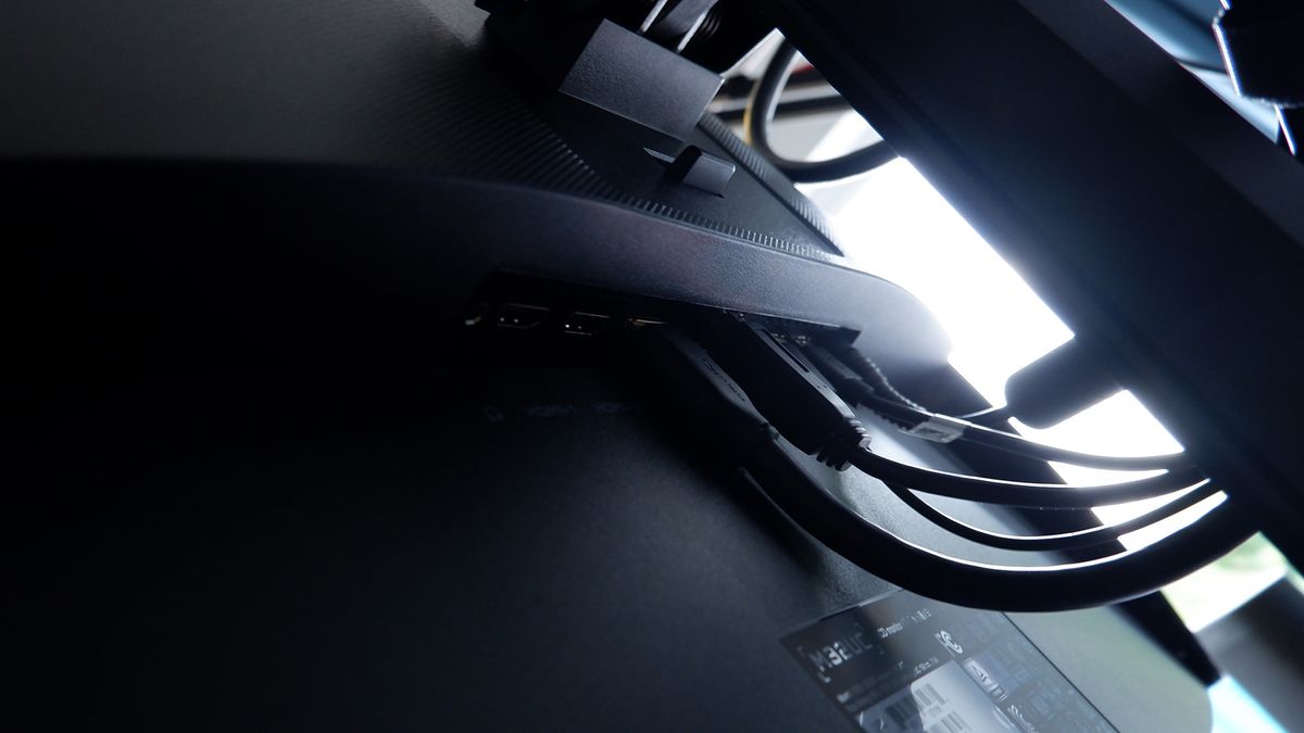 Gigabyte M32UC gaming monitor on a desk