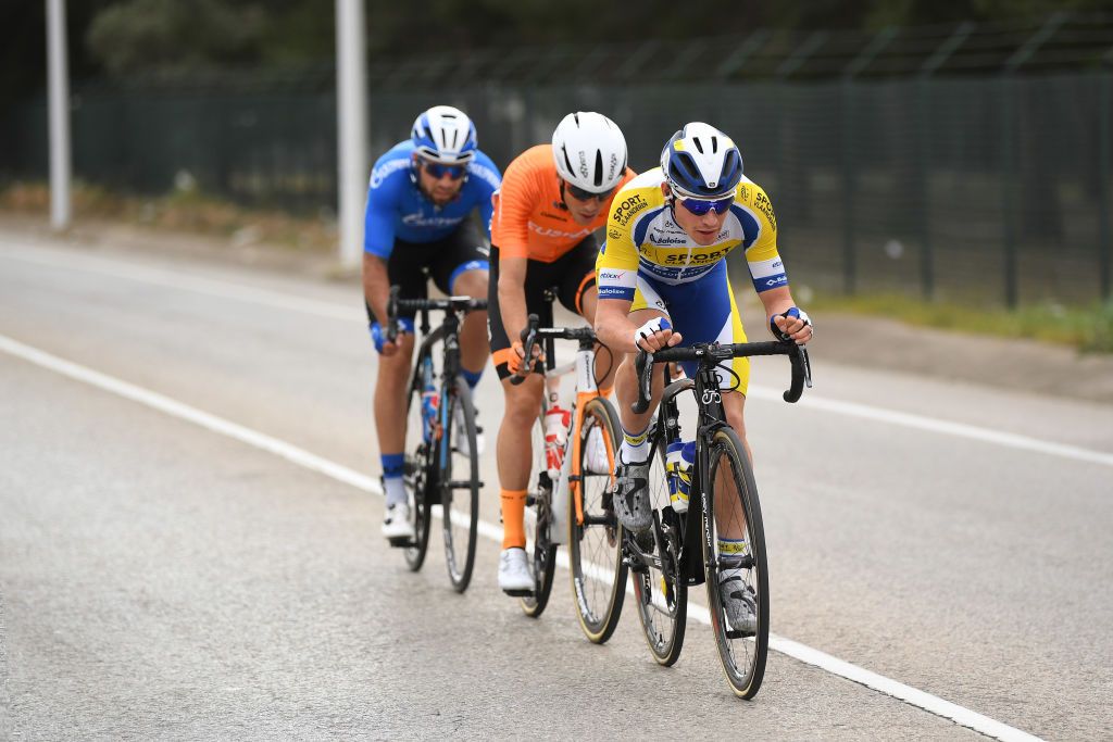 Three riders get away to start the breakaway