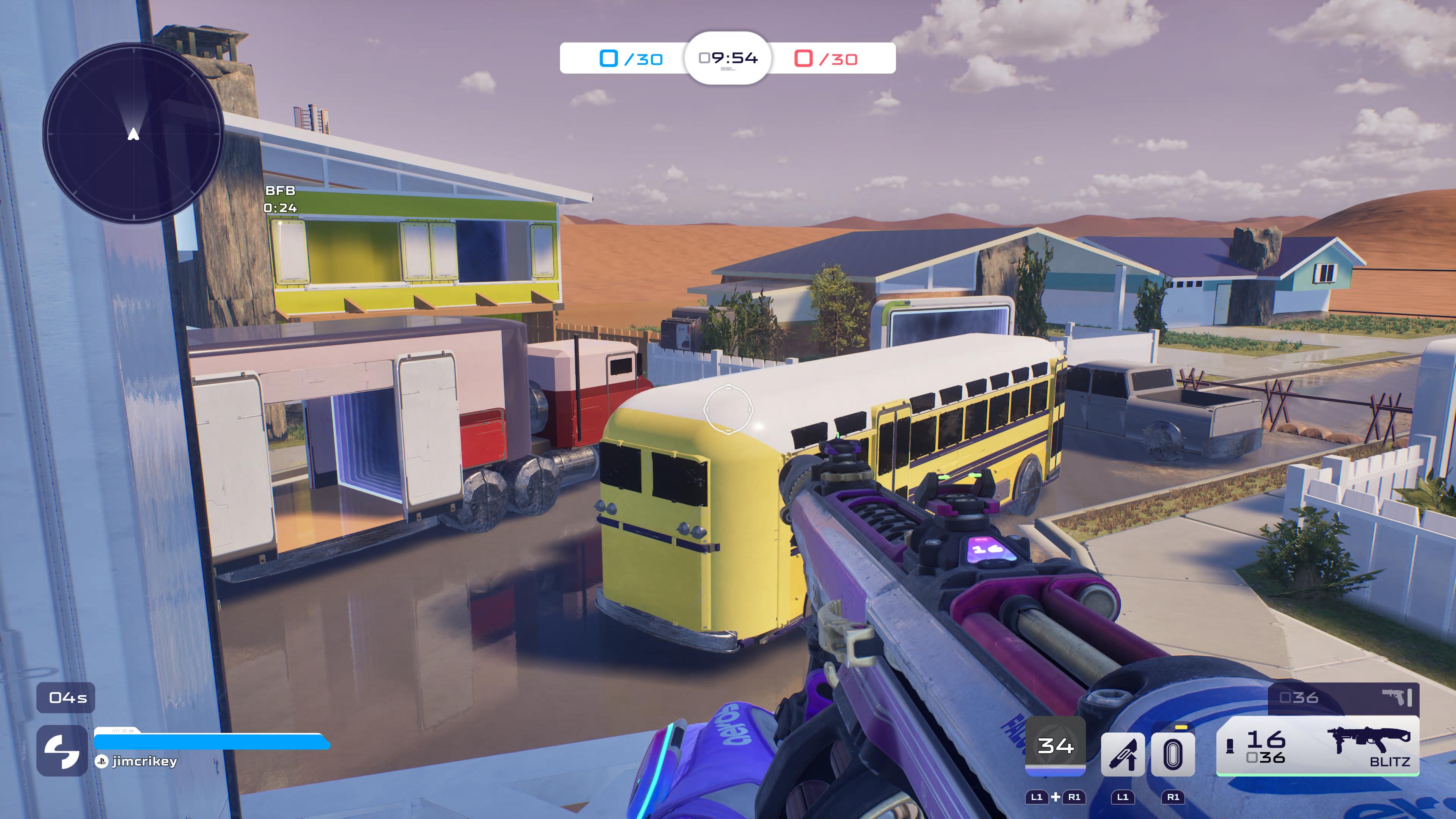 A user made recreation of Call of Duty's Nuketown map in Splitgate 2