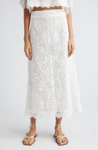 Guipure Lace Midi Skirt