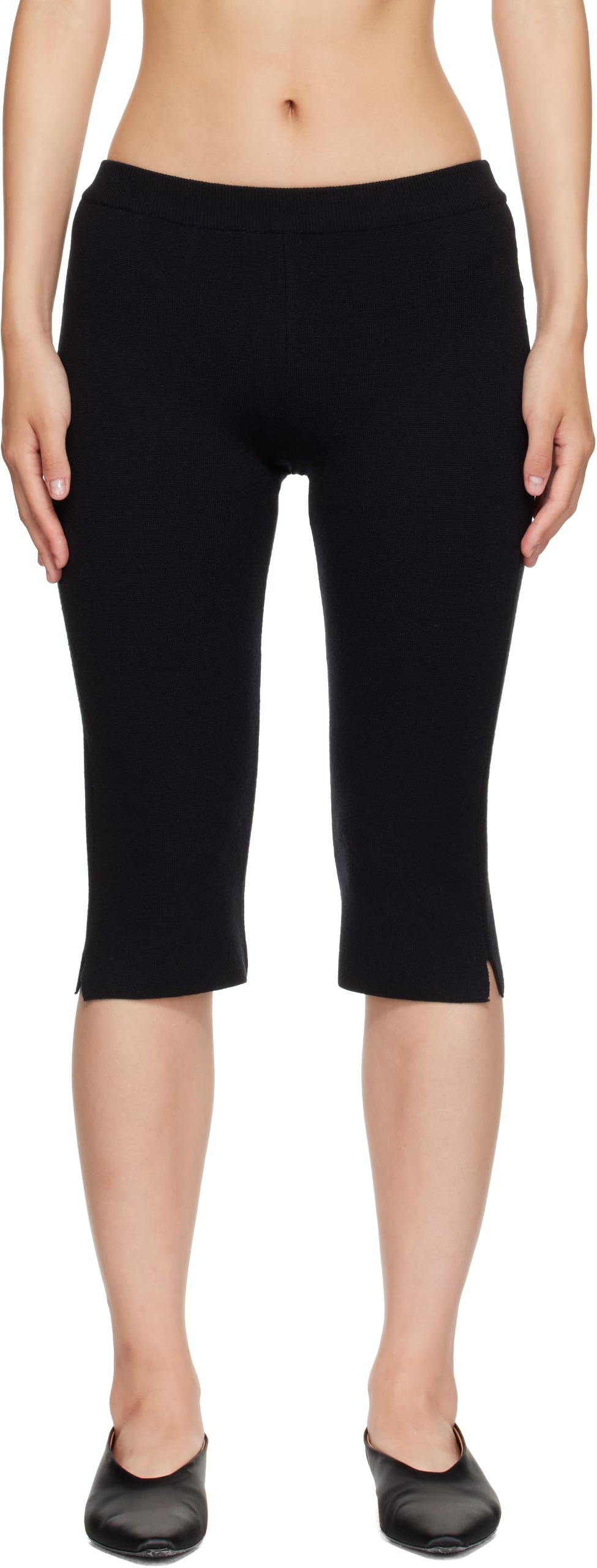 Black wool capri pants