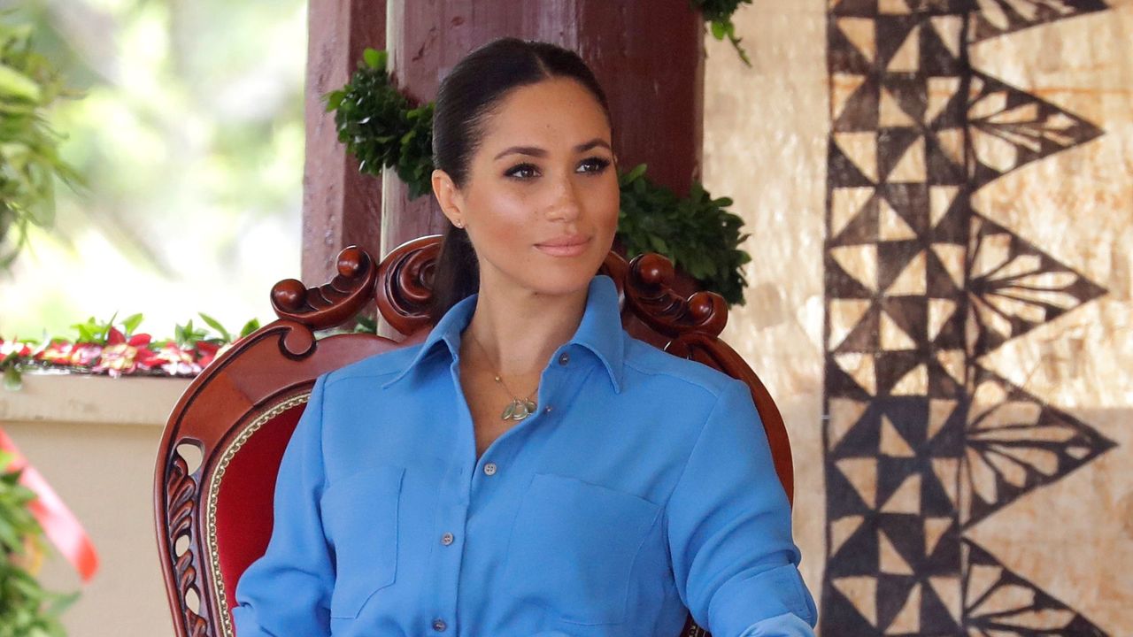 Meghan, Duchess of Sussex, on a visit to Tupou College in Tonga in 2018