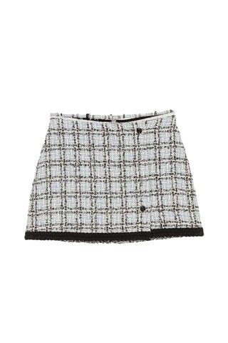 Maje Plaid Tweed Belted Miniskirt
