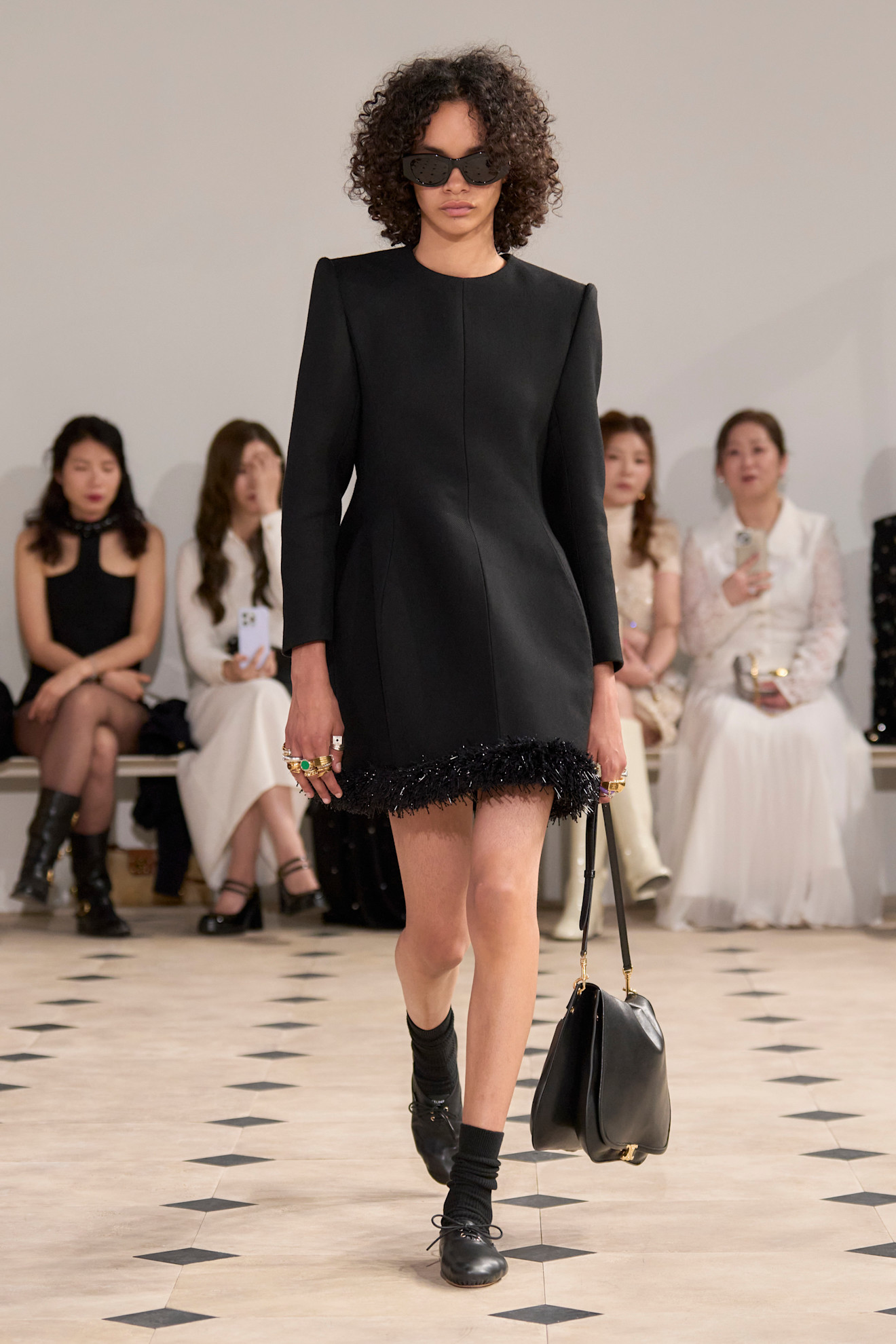 Celine Spring 2026 model on the runway wearing the derby shoe trend