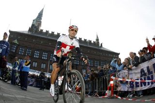 Fabian Cancellara rolls to the start