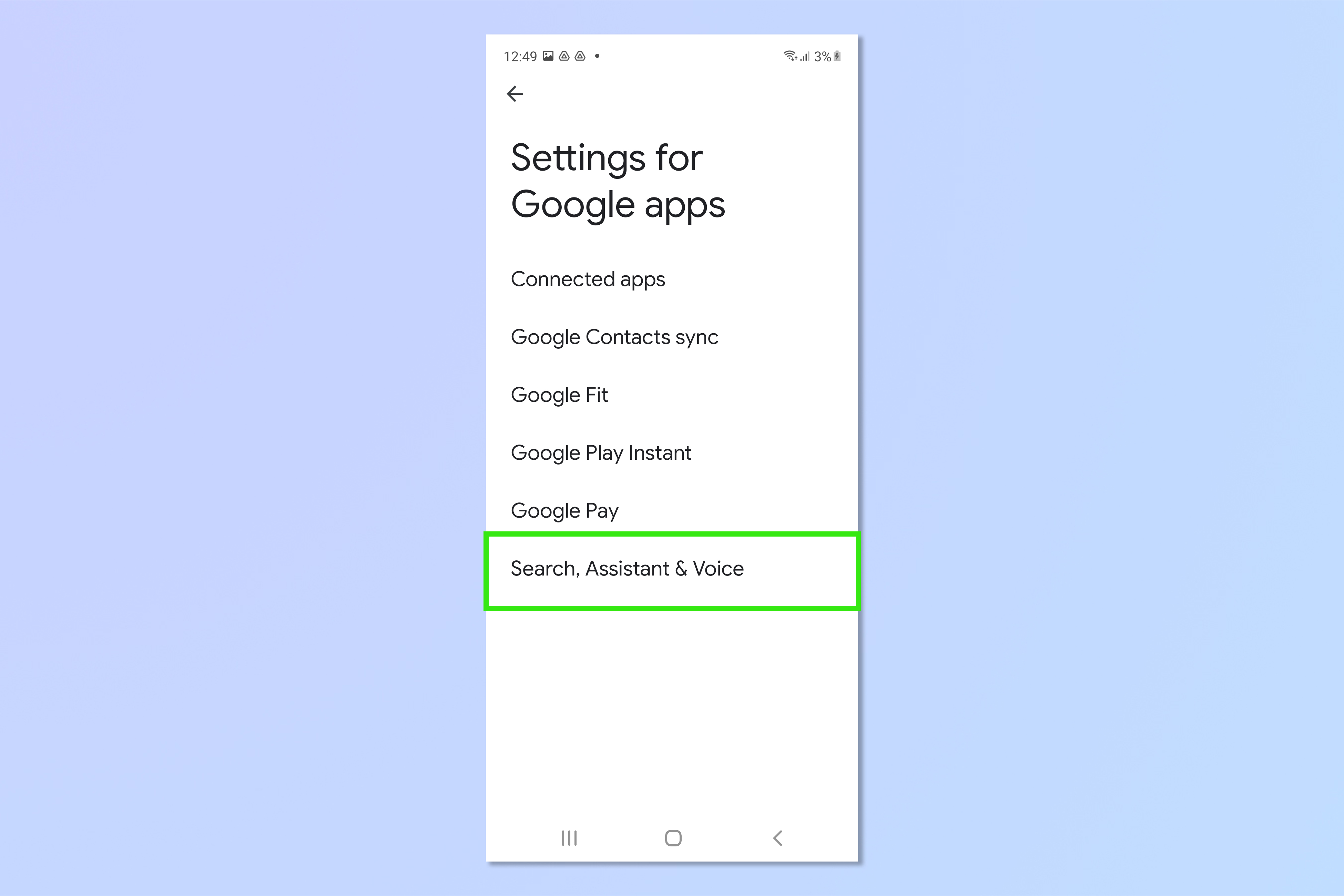 A screenshot showing how to change the Google Assistant voice on Android