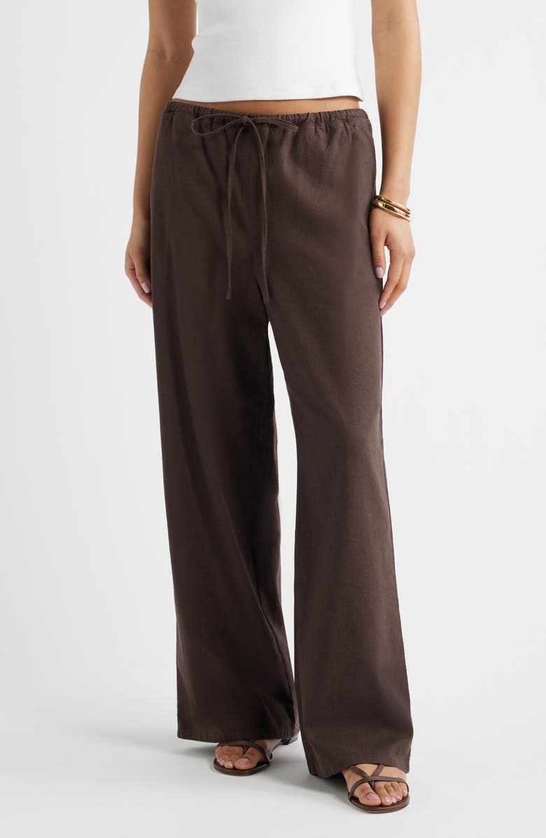 Linen Blend Wide Leg Pants