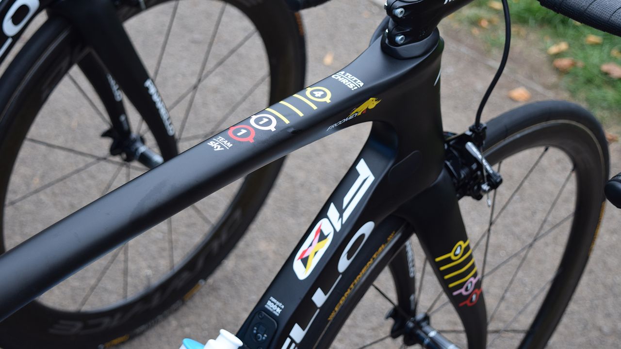 Chris Froome's Pinarello Dogma F10 X-Light celebrates winning each of the three Grand Tours