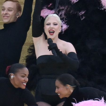 Lady Gaga sings a song at the Sully bridge area before the opening ceremony of the Paris 2024 Olympic Games in Paris on July 26, 2024. (Photo by Aris MESSINIS / AFP) (Photo by ARIS MESSINIS/AFP via Getty Images)