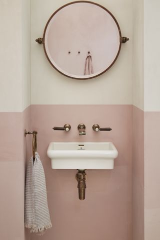 Half bath in pink and white