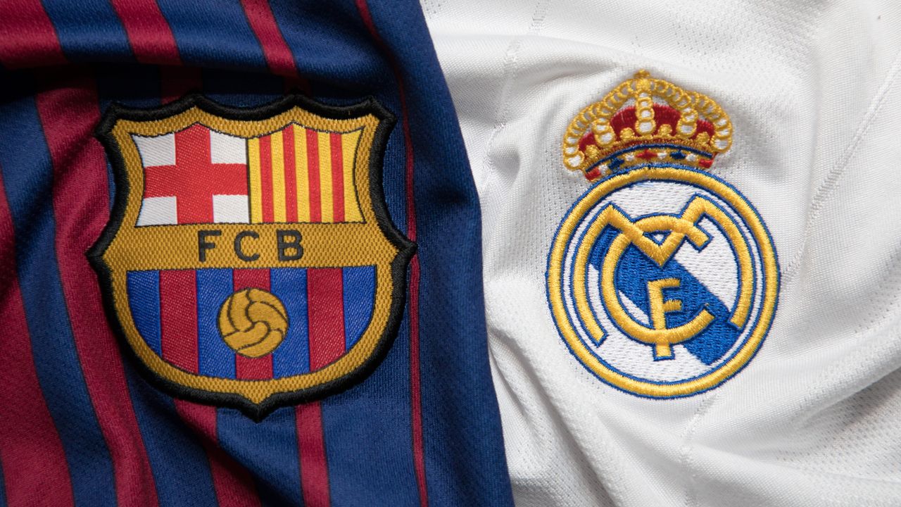 Badges of Barcelona and Real Madrid