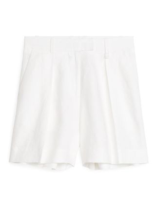 High Waist Linen Shorts - White - Arket Gb