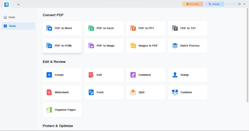 EaseUS PDF editor during our review