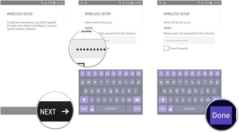 Tap Next, type your Wi-Fi password, tap Done