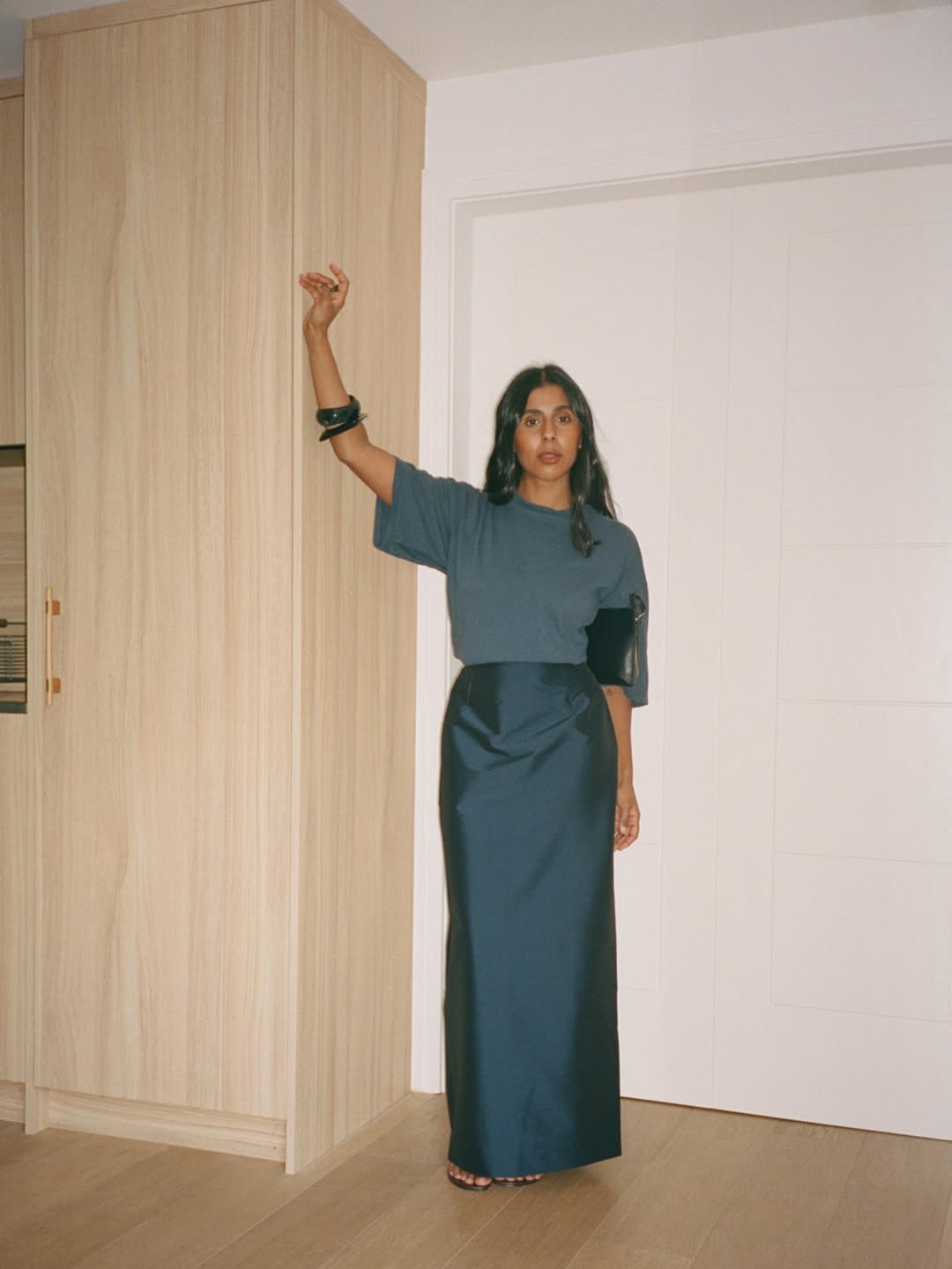 Monikh Dale wearing onyx bangles