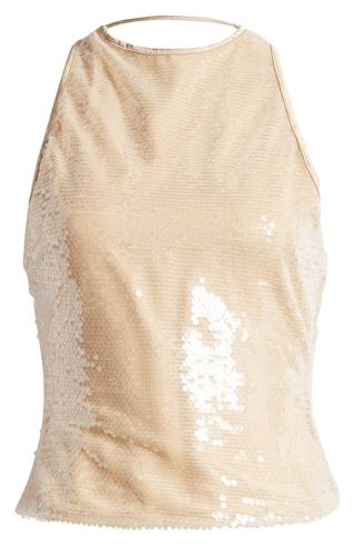Sequin & Lace Tie Back Sleeveless Top