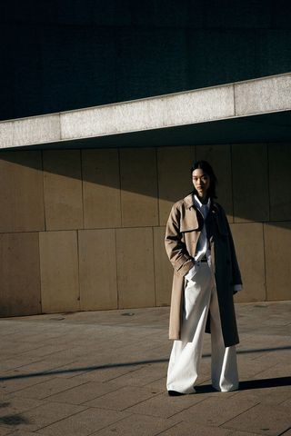 Double-Breasted Twill Trench Coat