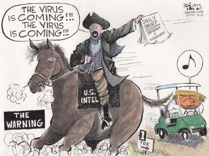 Political Cartoon U.S. Trump daily briefings coronavirus