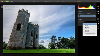 Luminar comes with ready-made workspaces for different photo genres, like B&W