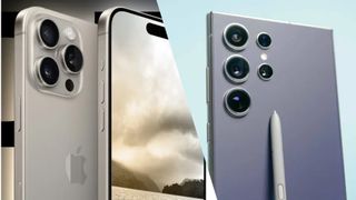 iPhone 16 Pro Max render next to Galaxy S24 Ultra photo