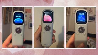 Three images of the remote in action - showing the time countdown, treatment plan and post-use advice