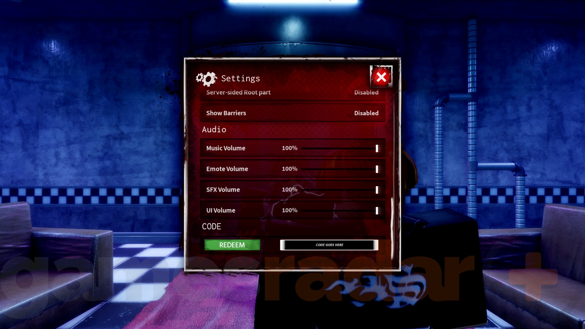 The Bite by Night codes redemption box.