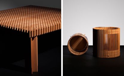 Kyoto table and Cestino A Baguettes wastepaper basket