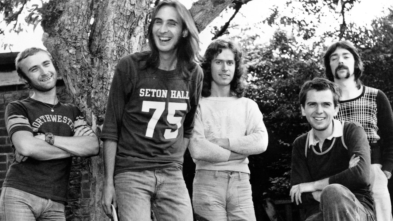Phil Collins, Mike Rutherford, Tony Banks, Peter Gabriel, and Steve Hackett of Genesis in 1972. (Photo by Michael Ochs Archives/Getty Images)
