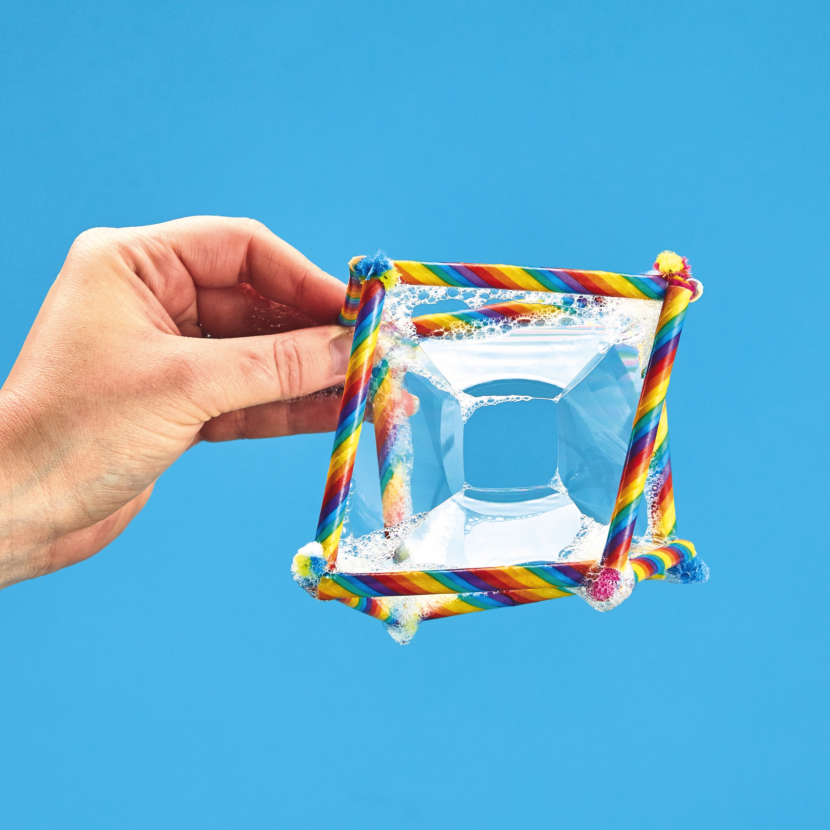 Square bubble made with straws