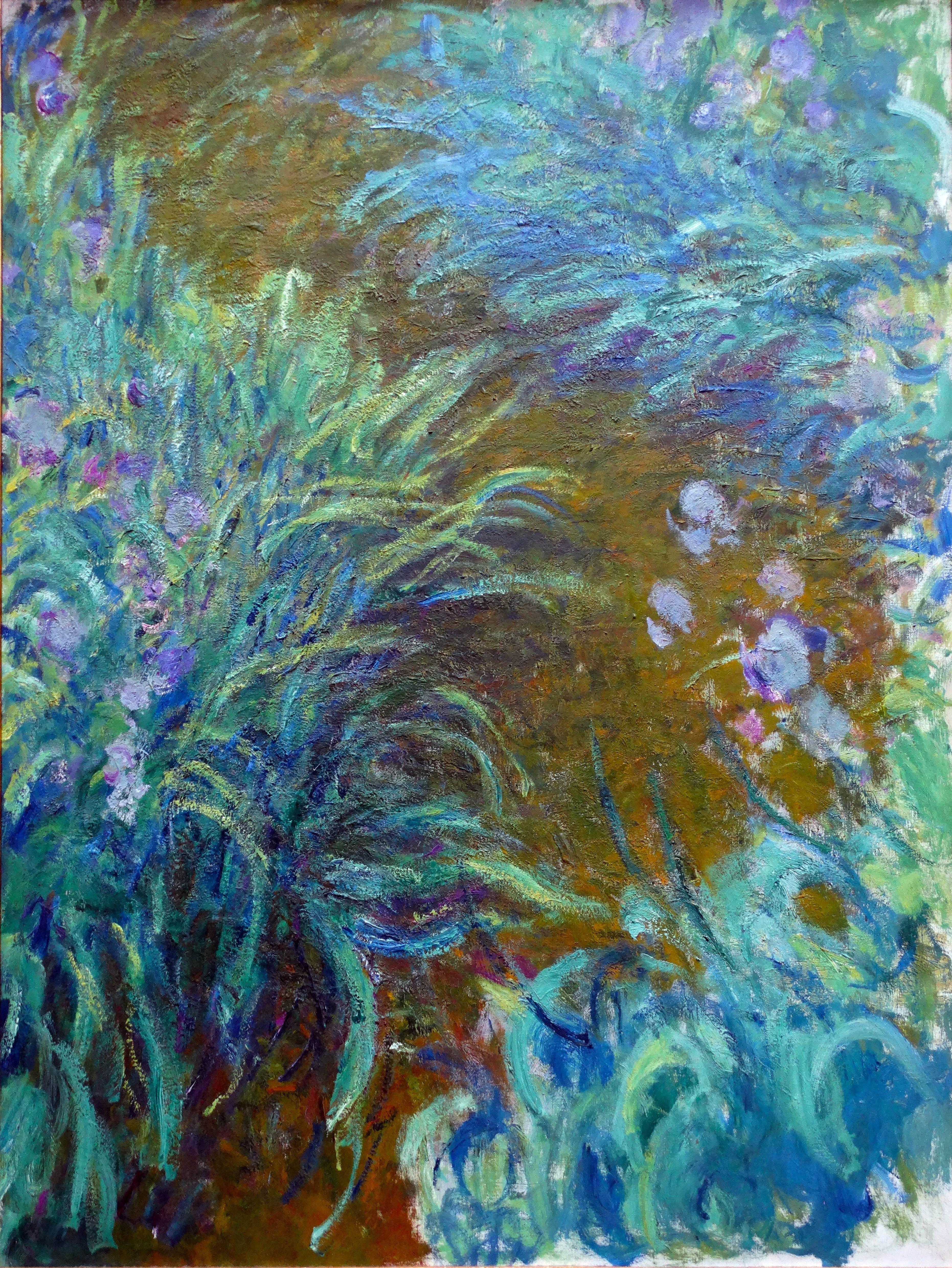 Painting titled 'Irises' by Claude Monet (1840-1926) founder of French Impressionist painting.