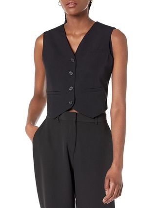 The Drop Women's Sadie Cropped Slim Vest, Black, M