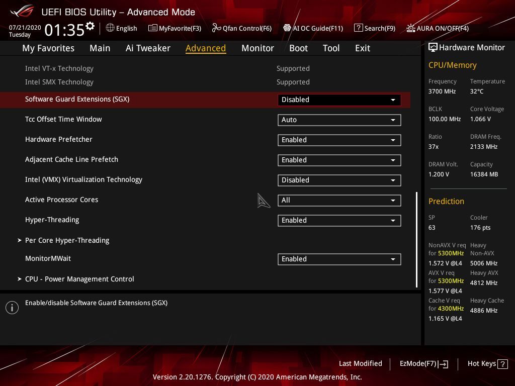 Asus ROG Strix Z490-E BIOS