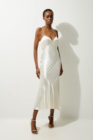 Viscose Satin Woven Slip Midi Dress