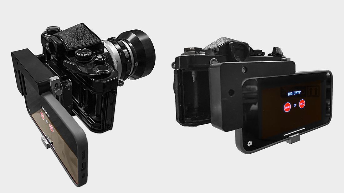 Digi Swap smartphone attachment for film SLR