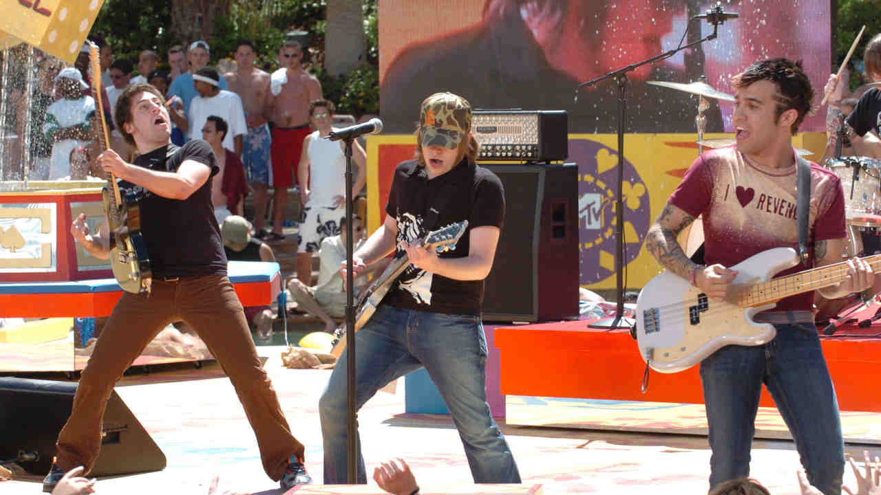 Fall Out Boy performing live on MTV in 2005