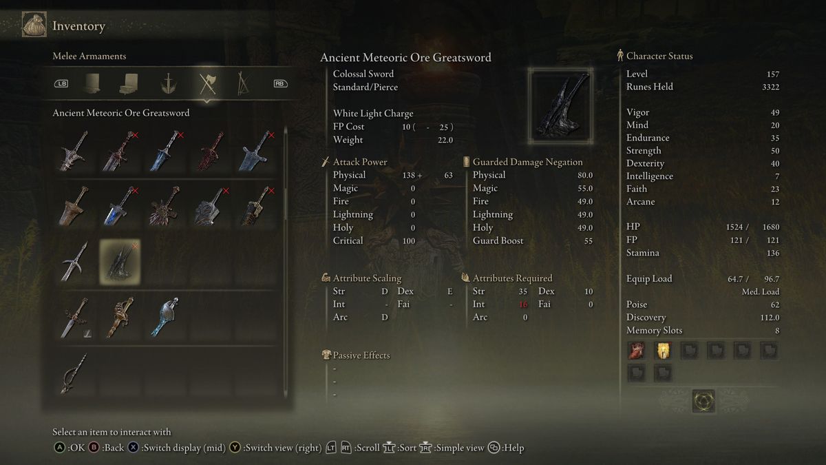 Elden Ring Ancient Meteoric Ore Greatsword