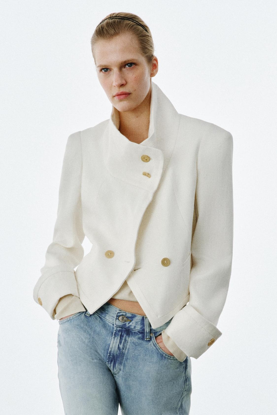 Zw Collection Limited Edition Contrasting Cropped Jacket