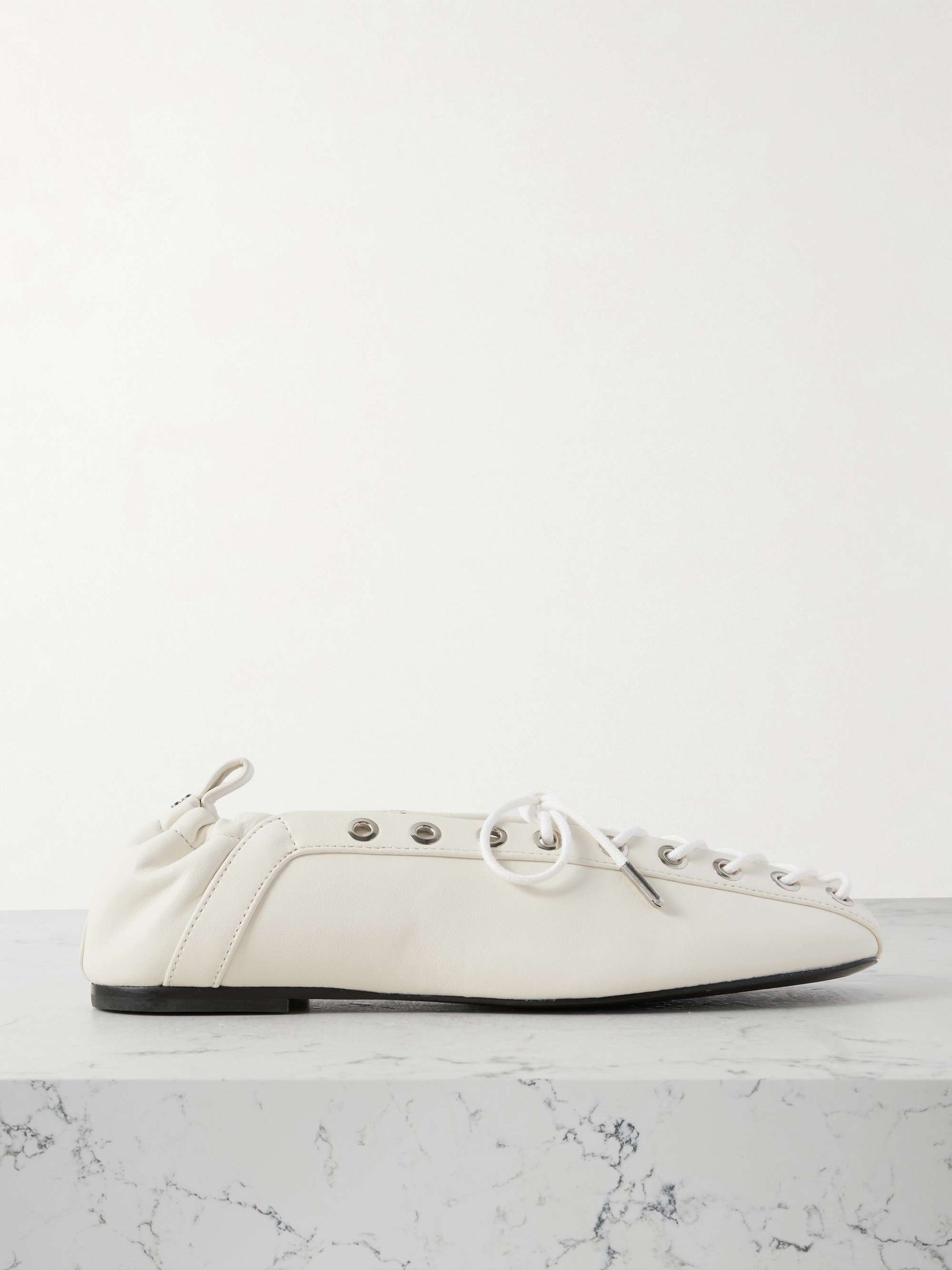 Lace-Up Embellished Recycled Leather Ballet Flats