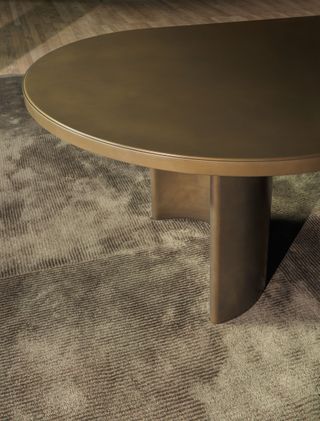 Detail of table with metal powder varnish top, from Molteni&C