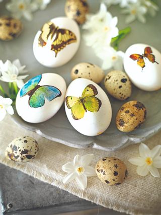 easter eggs with butterflies