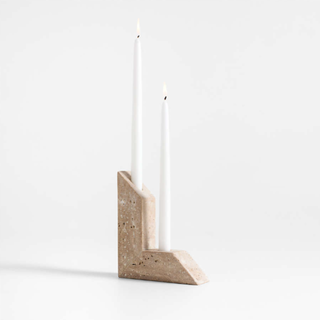 Up Travertine 2-Taper Candle Holder