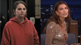 Selena Gomez on Only Murders in the Building and Hailey Bieber on Jimmy Fallon.