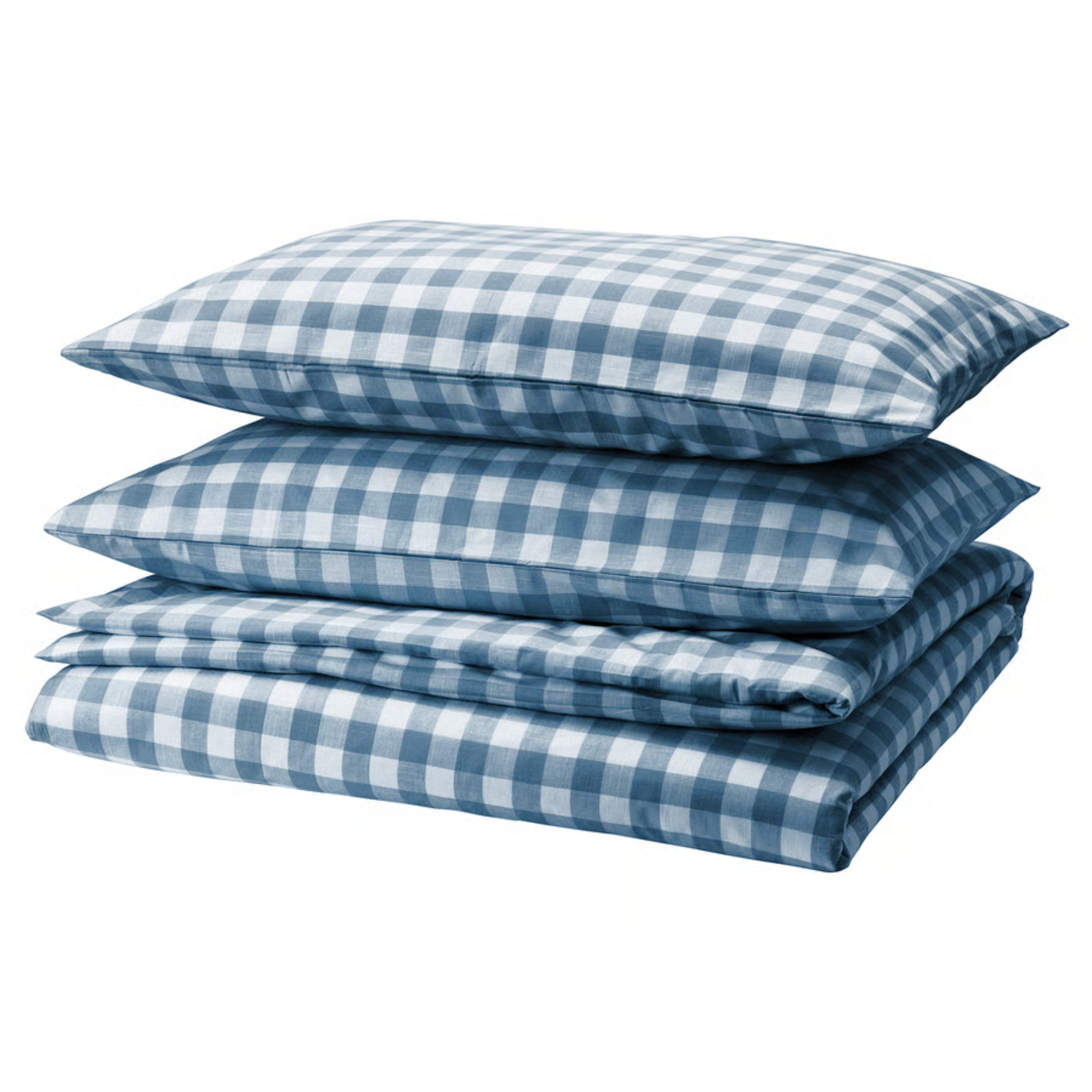 a plaid blue sheet set